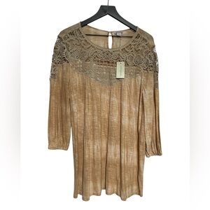 Sundance Crochet Bohemian Loose Fit Blouse Size XL New